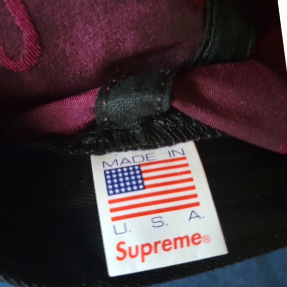 Nwt Supreme nylon 6 panel script logo camp cap in maroon - Picture 8 of 9
